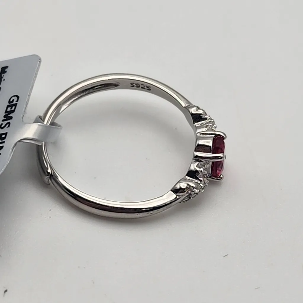 NWT Sterling Silver & Lab Created Ruby Adjustable Ring Red - Image 5