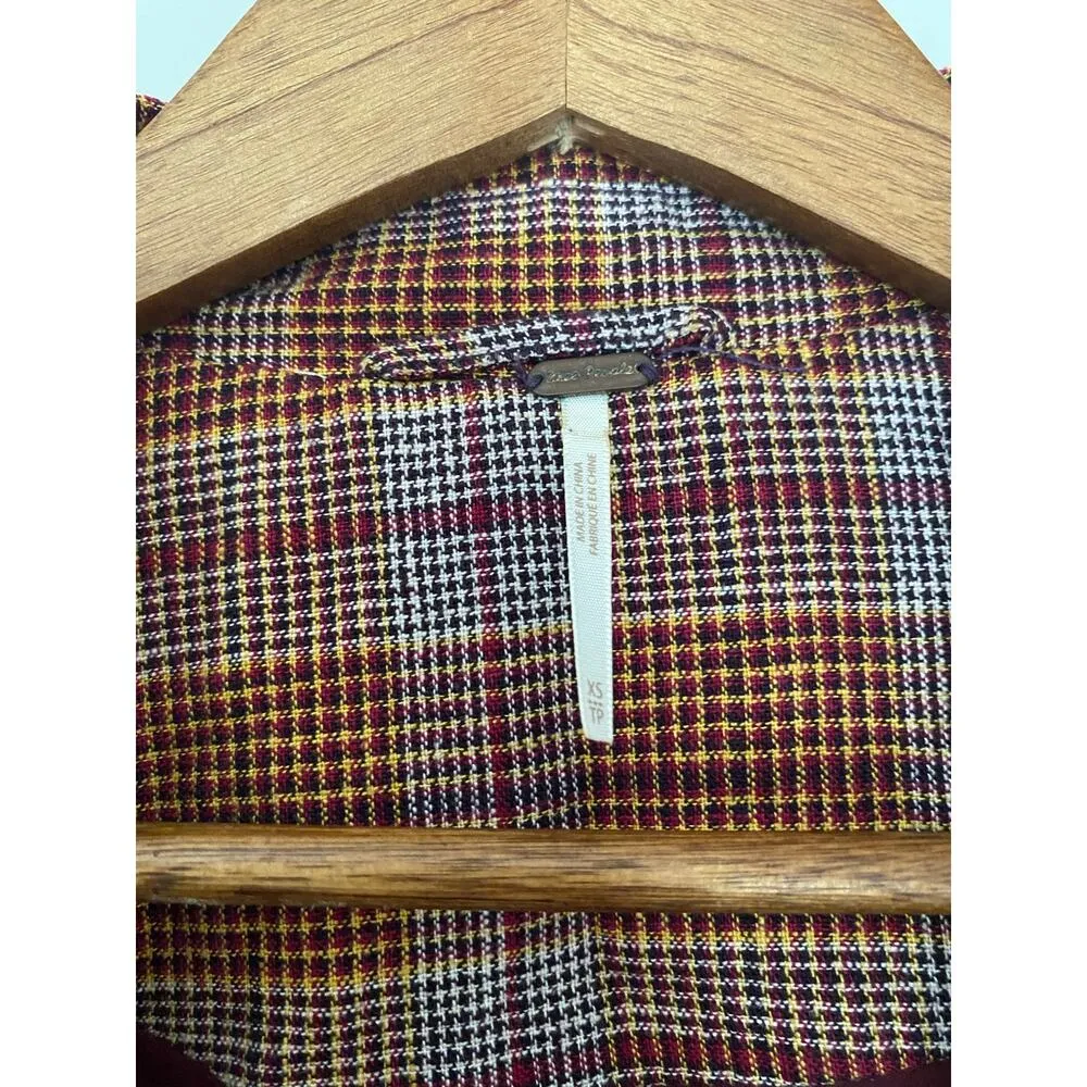 Free People Red Combo Simply Plaid Blazer Oversized Brown GUC Menswear Style XS - Image 10