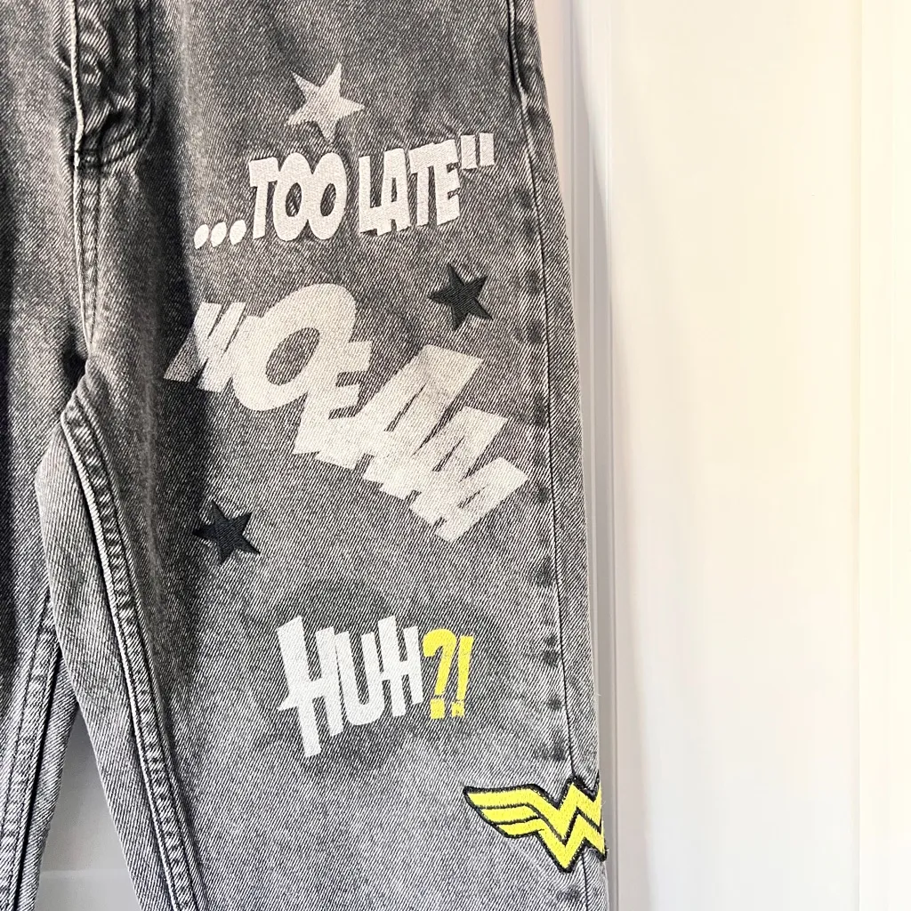 Zara x Wonder Woman Dark Wash Embroidered 100% Cotton High Waist Jeans Size 4 - Image 4