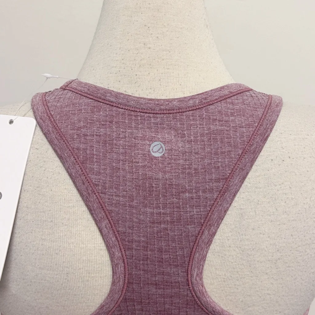 CRZ Yoga Heather Misty Merlot Ribbed Racerback Long Line Crop Tank Top Large NWT - Image 5
