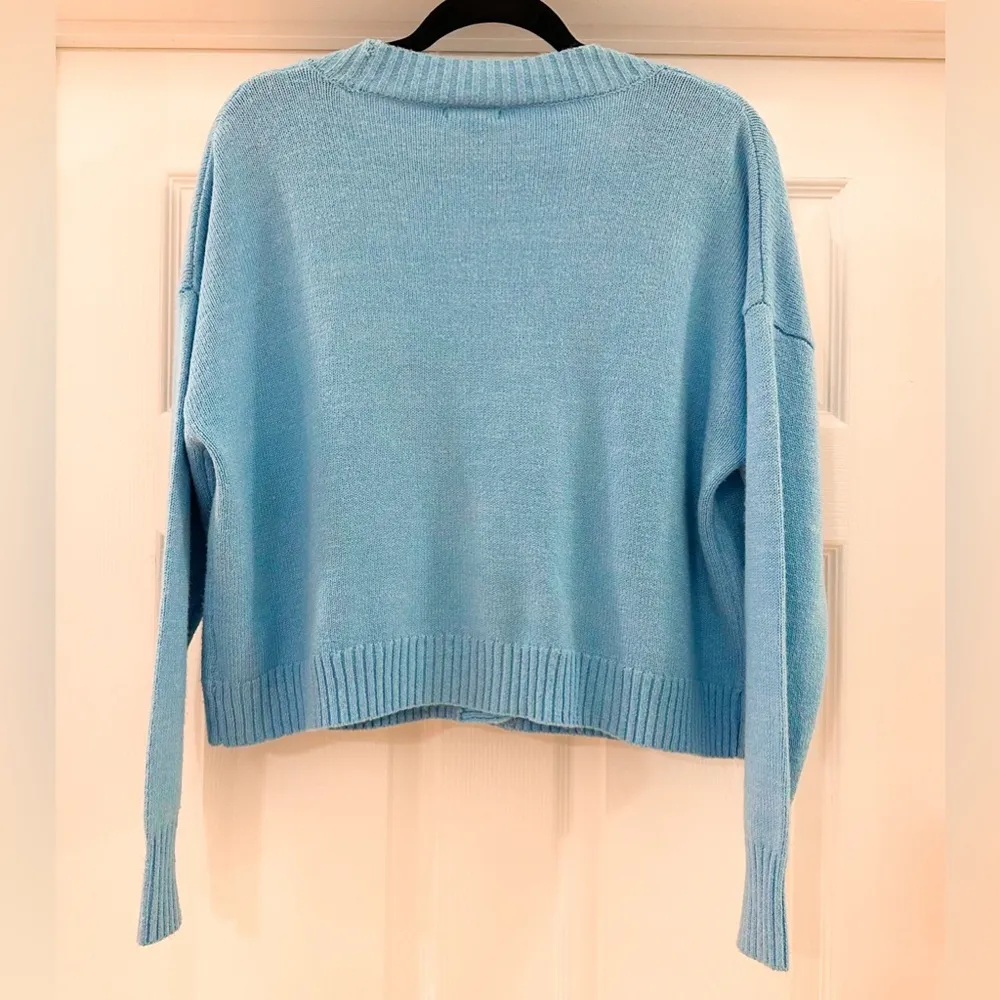 Wild Fable Slouchy Button-Front Cropped Cardigan Sweater Blue sz XS - Image 7