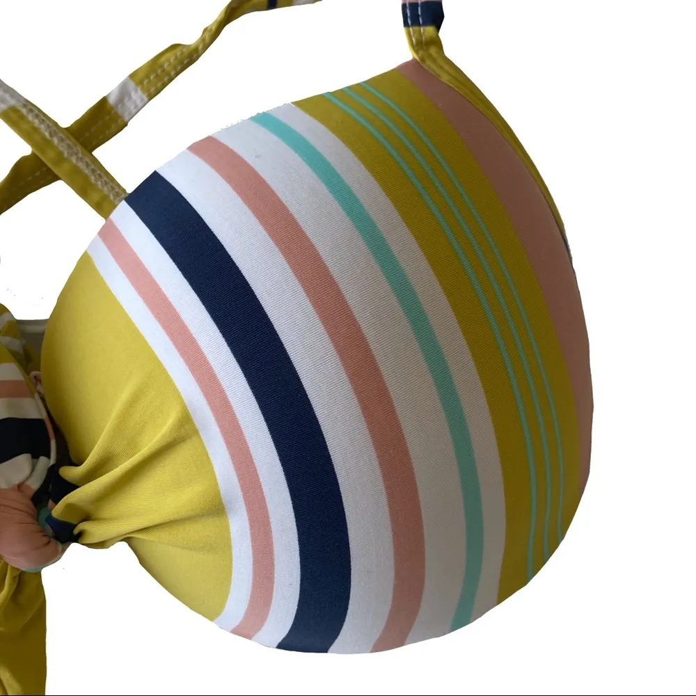 new Dalcosta ❤︎ Brazil Padded 2 Ways to Wear Bikini Top with Bow ❤︎ Stripe Print Size L - Image 5