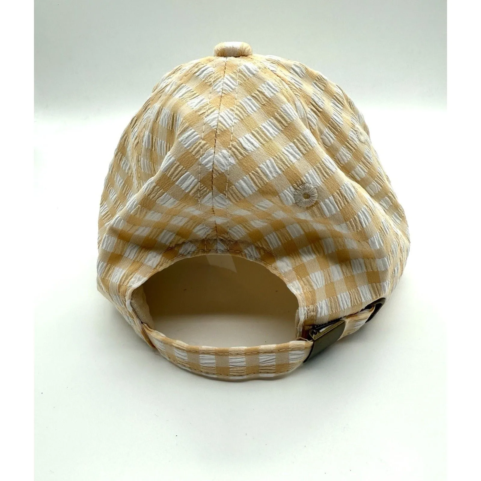 Isaac Mizrahi Gingham Tan Baseball Cap Adjustable‎ One Size NEW - Image 3