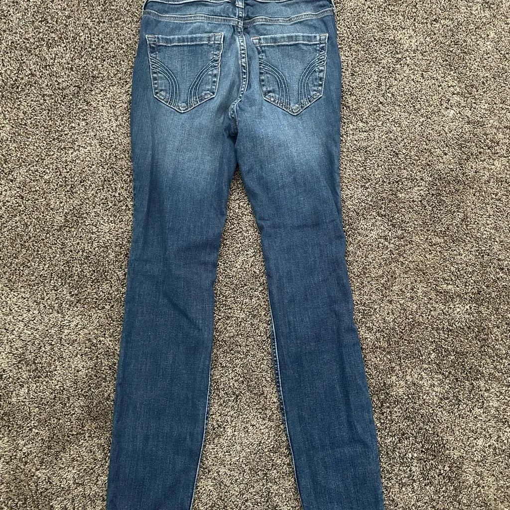 Hollister Ripped Blue Skinny Jeans - Image 4