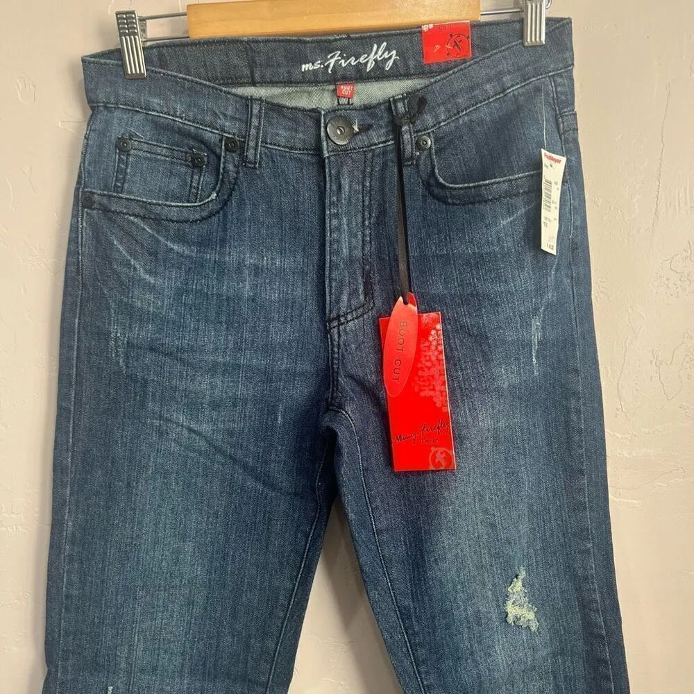 NEW MISSY FIREFLY SZ 8 BOOT CUT STRETCH DENIM JEANS WOMEN DARK BLUE NWT SR $44 - Image 2