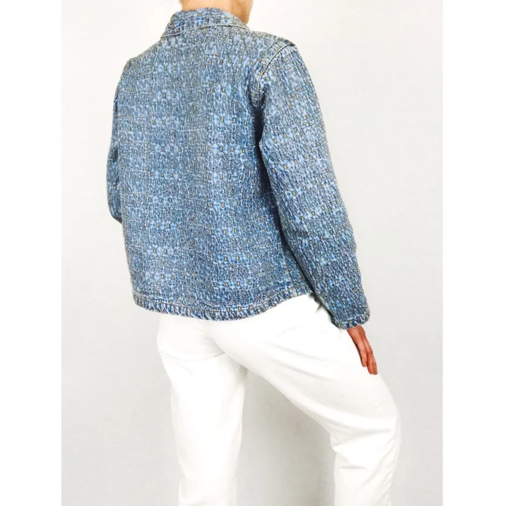 Color Me Cotton Embroidered Denim Jacket | Size S Blue - Image 8