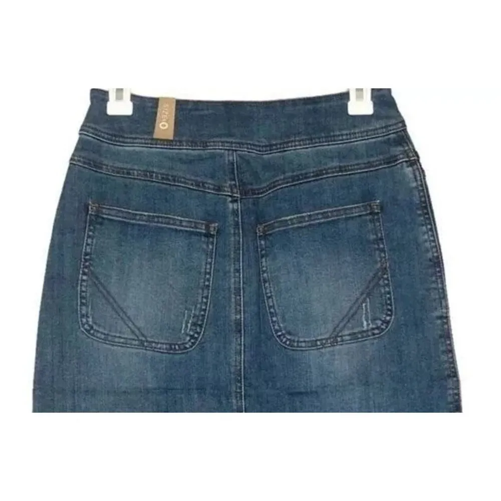 NWT prAna Broadway Denim Mini Jean Skirt Zipper Patch Pockets 2 True Blue #3228 - Image 11