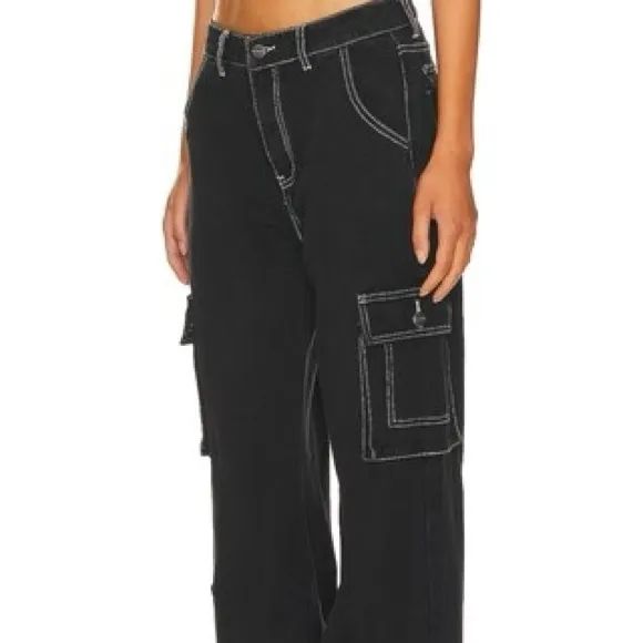 Superdown Natt Baggy Cargo Black Wide Leg Jeans - Image 5