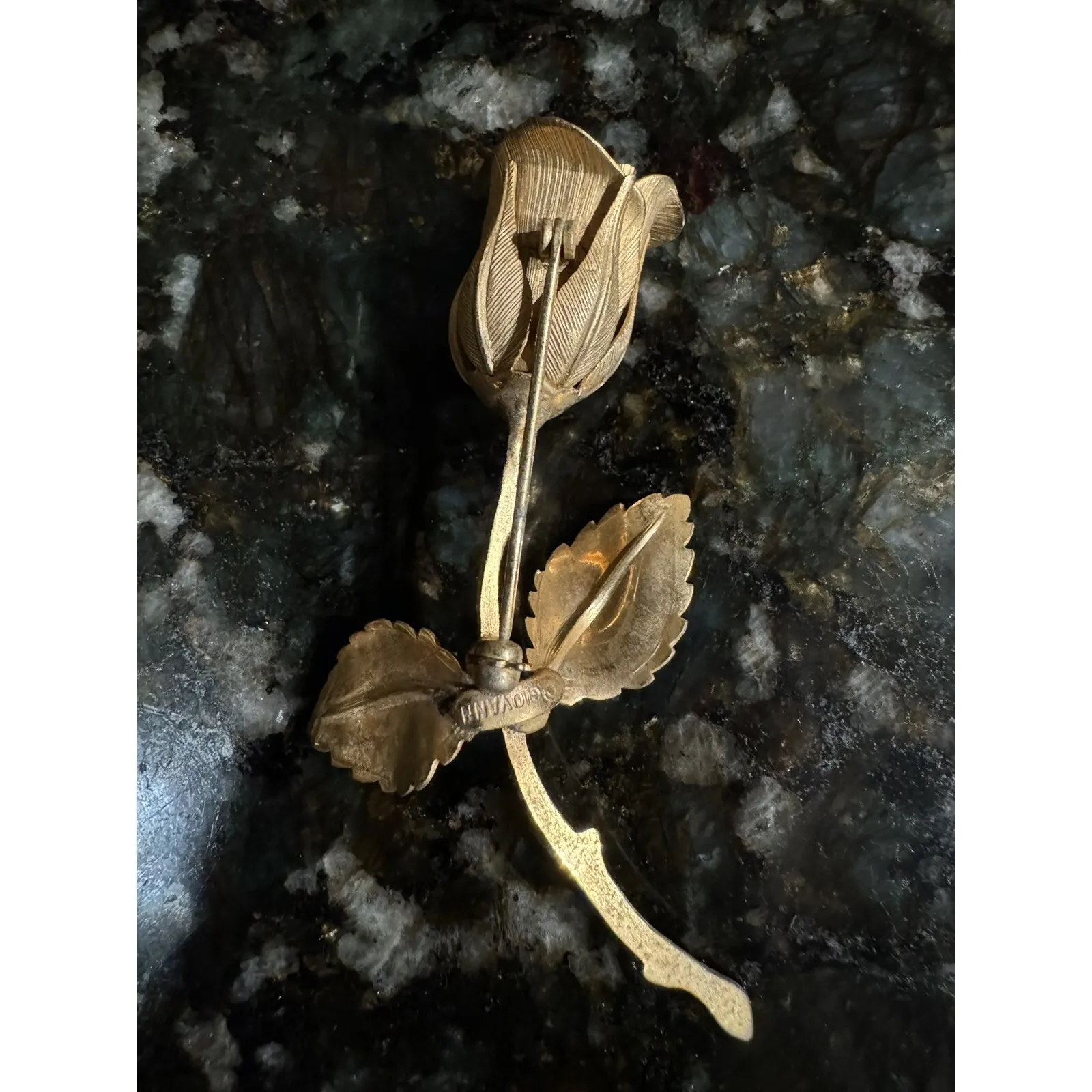 Giovanni‎ Rose Brooch / Pin Gold Tone Flower Costume Jewelry Vintage - Image 2