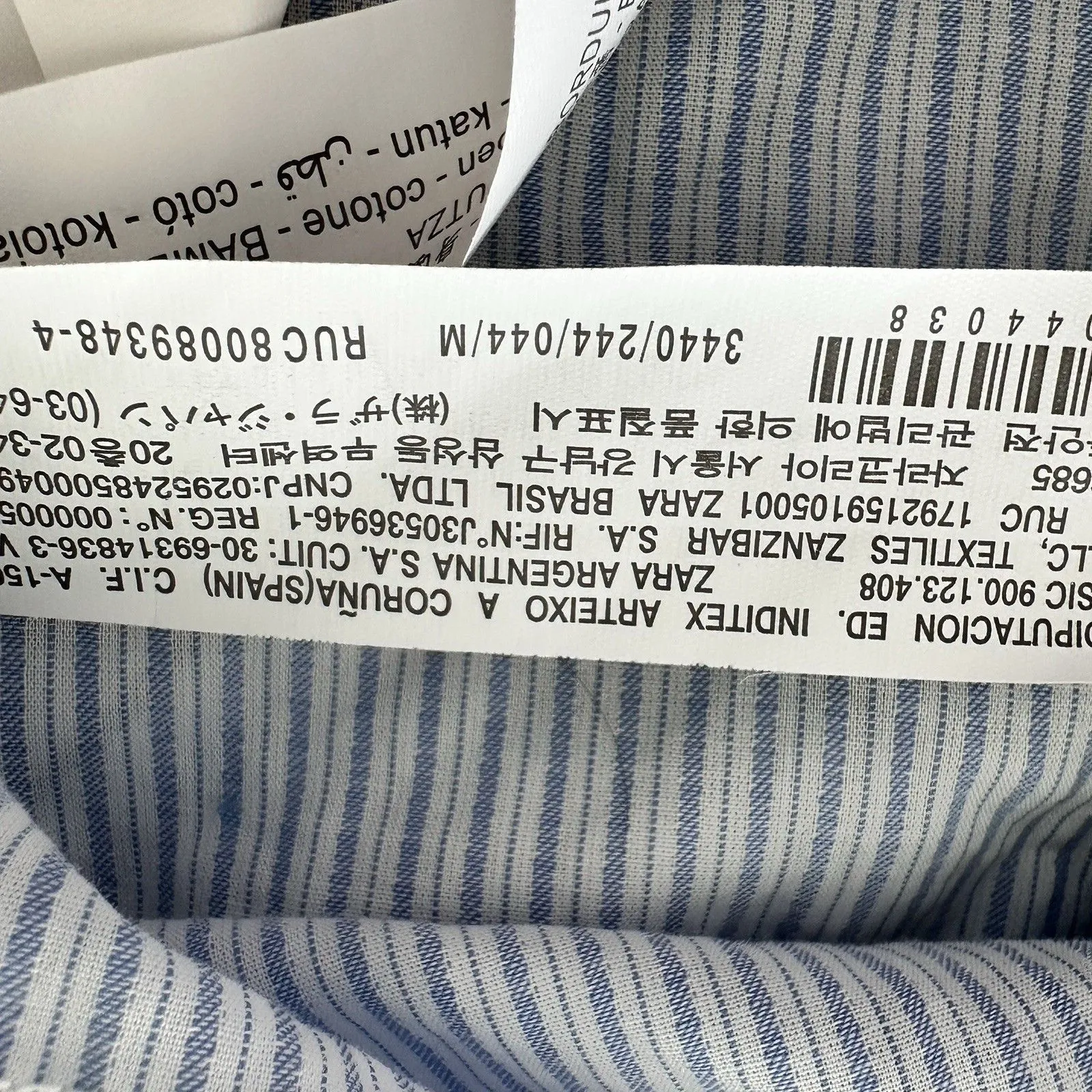 Zara Long sleeve Stripped Stitched lace design cotton blouse M feminine - Image 7