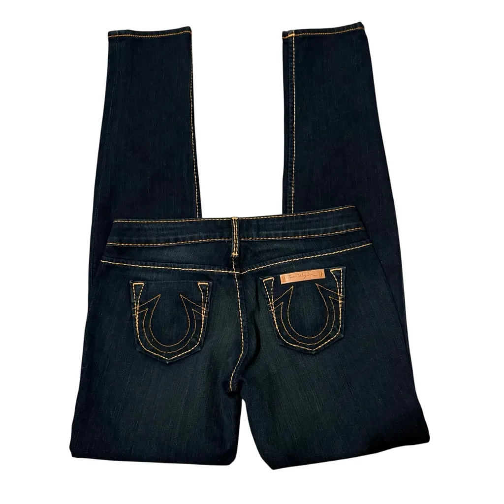 True Religion Low Rise Skinny Jeans, Dark Wash, Style #WH52D95SJ, Sz 26 - Image 11