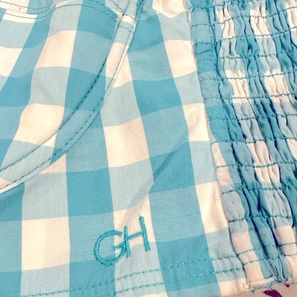 💙SALE3/$25 GILLY HICKS SYDNEY BLUE WHITE CHECK BUSTIER SLEEVELESS SMOCK CROP TOP - Image 9