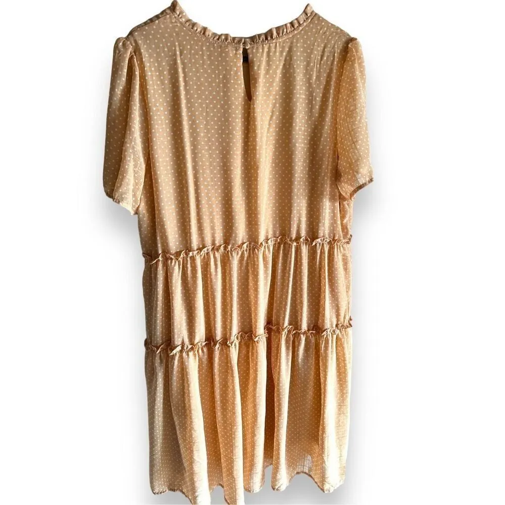 NEW Mimi & Daphne Orange Ruffle Tiered Polkadot Short Sleeve Dress sz XL Cottage - Image 3