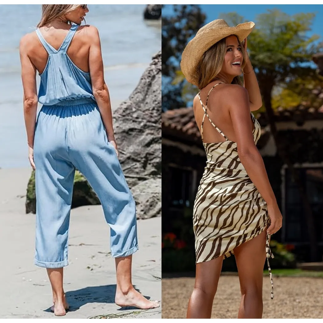 NWT Cupshe Lot of 2 Beach Cover up & Jumpsuit Ruched High-Low Dress Bundle XS - Image 5
