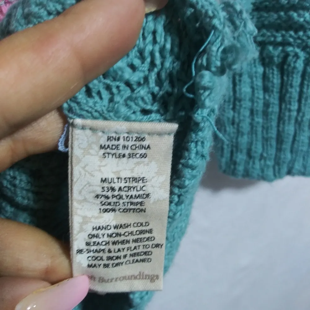 Soft Surroundings Serafina Sweater Multicolor Knit Striped Women's Sweater Sz PS - Image 9