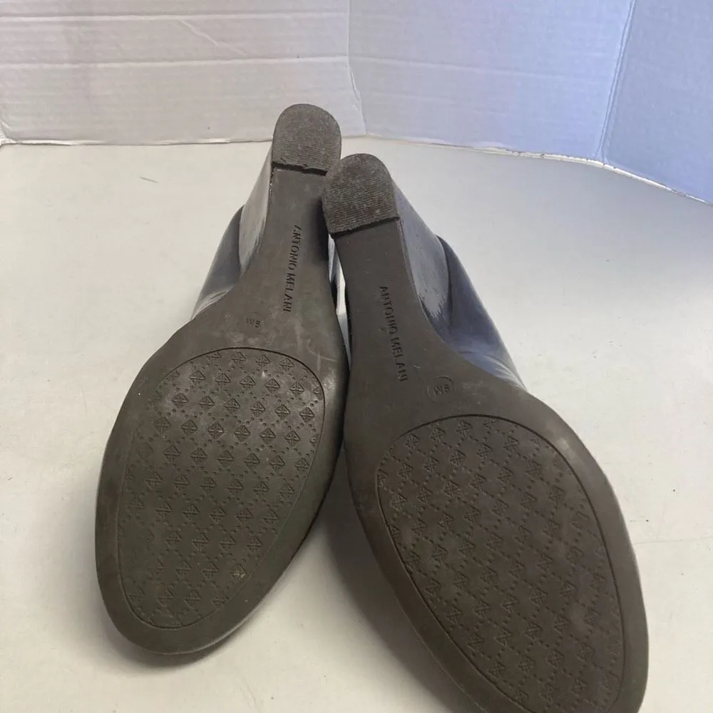 ‎ANTONIO MELANI Women’s Burgundy/Brown Wedge Heels Size 8M - Image 9