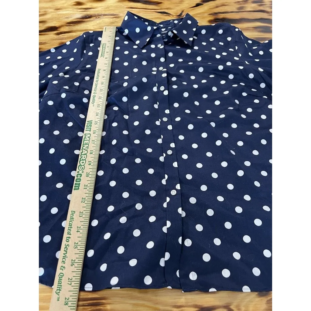 Chaps Women‎ Polka Dot Long Sleeve Button-Up Shirt Blue Size 2X No Iron Career - Image 3