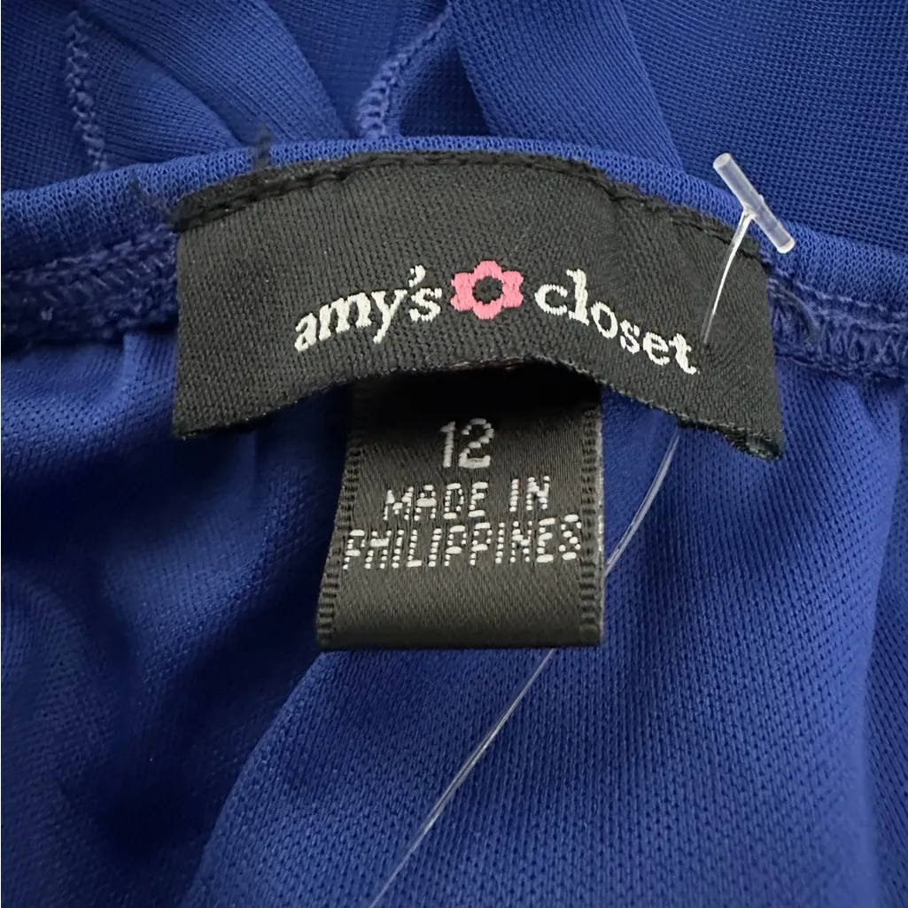 Amy’s Closet Blue Sequin Gown Rhinestone Belted Maxi Dress Vintage Y2K Size 12 - Image 5