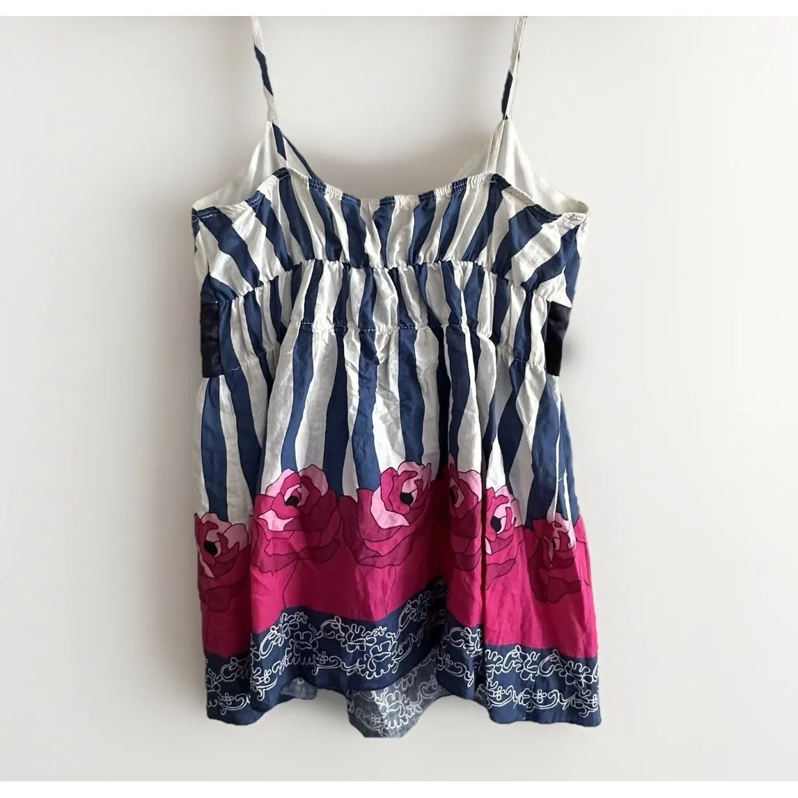 Vtg‎ Babydoll Top Womens S Blue Striped Coquette Y2K Soft Girl Fairy Club Wear Size 4 - Image 2