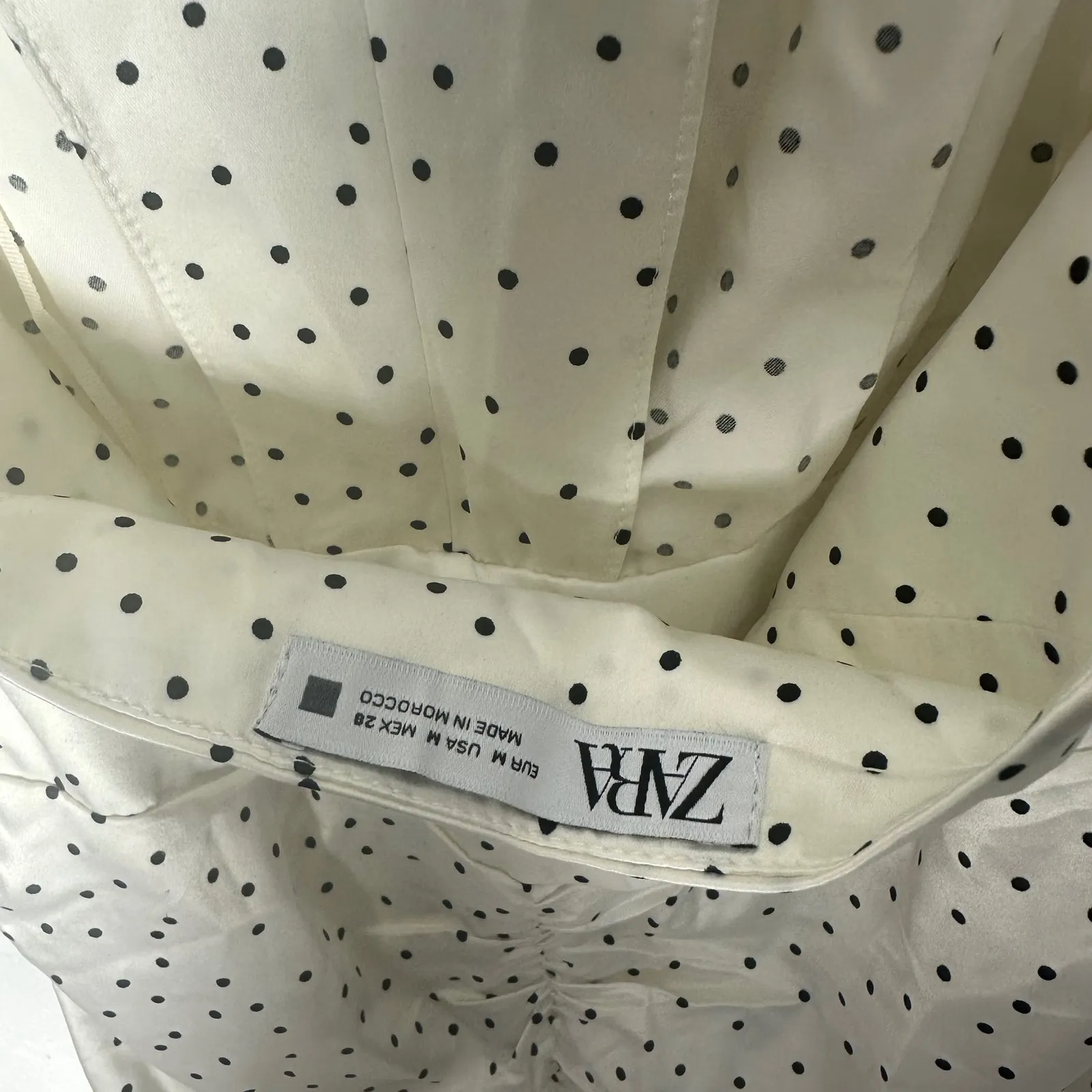 ZARA Polka Dot Halter Ruched Bodycon Mini Dress Women Size M - Image 4