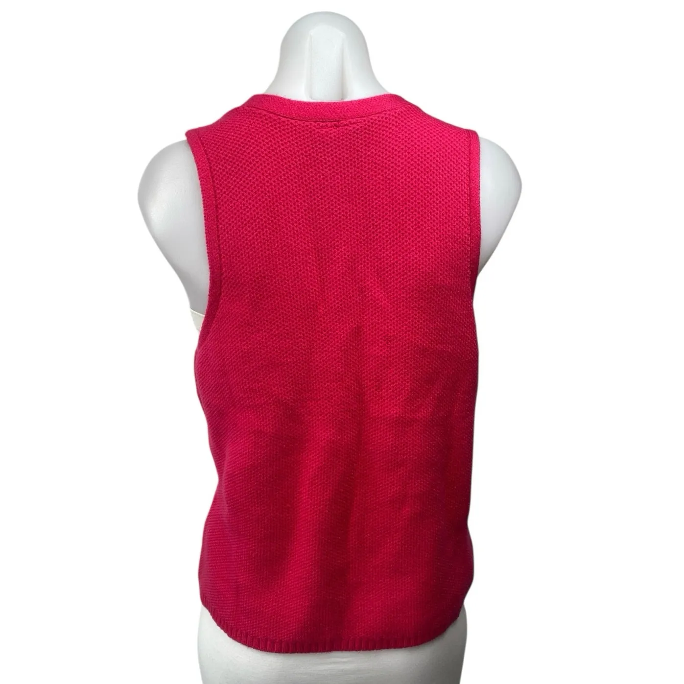 Love by Design Pink Sleeveless Pearl Button V-neck Knit Sweater Vest Tank Top XL - Image 2