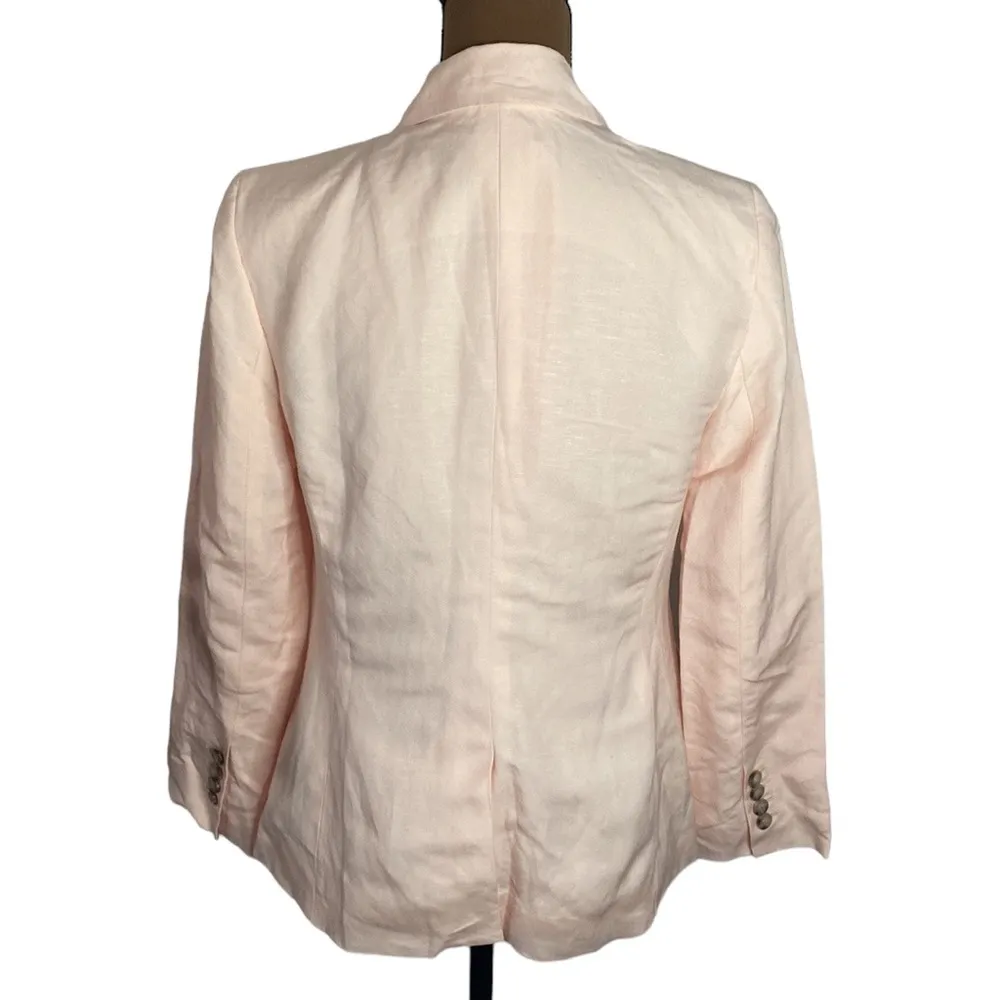 Ann Taylor long double breasted lightweight linen blend blazer in light peach 8p - Image 3