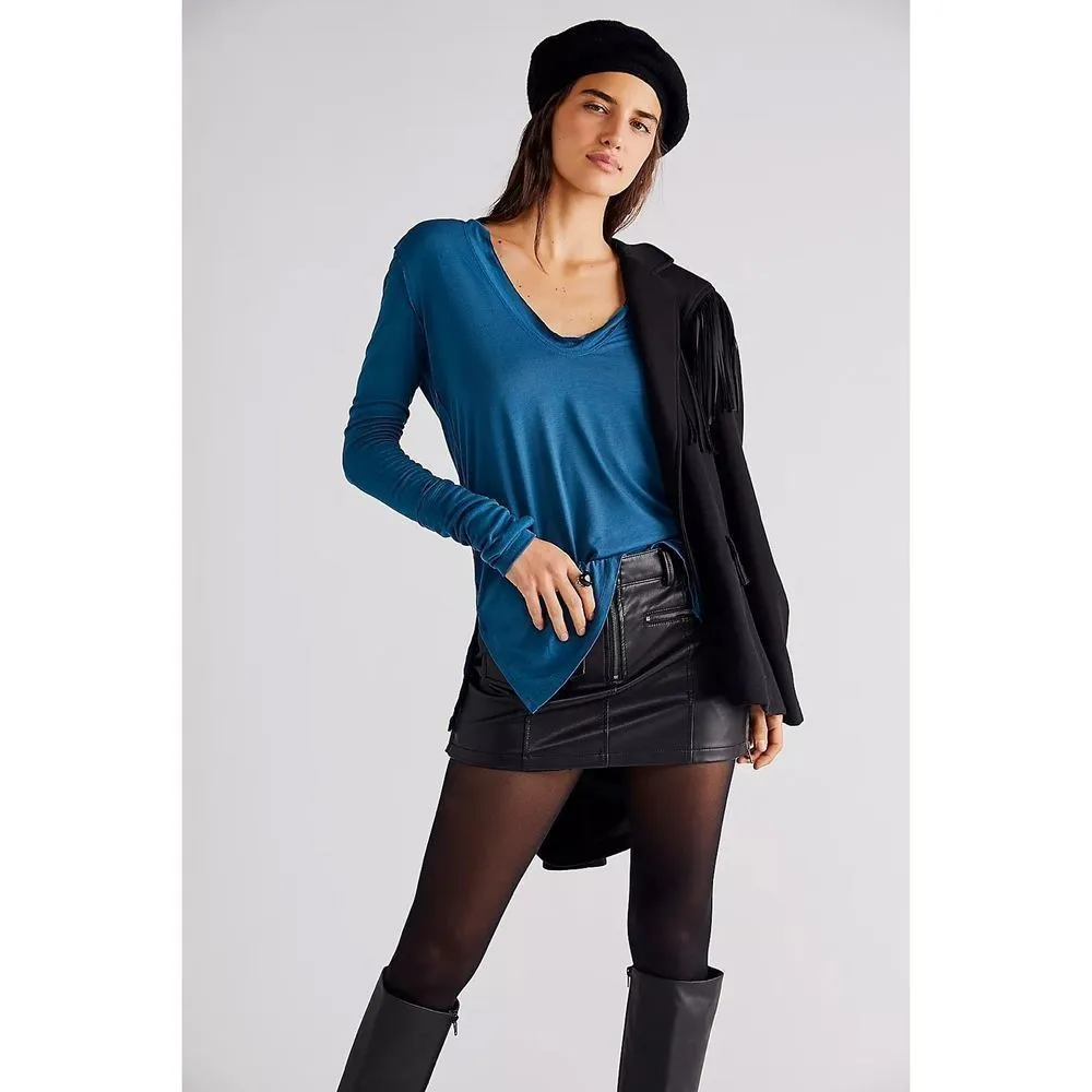 Free People teal Fresh and Clean long sleeve shirt, M, NWT - Image 8