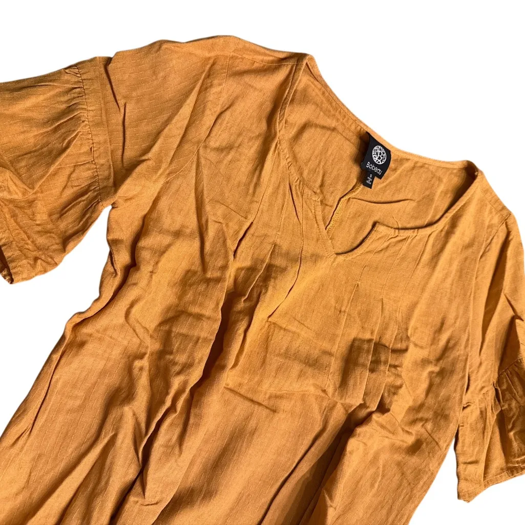 Bobeau 100% Cotton Mustard Ruffled Dress - Image 2