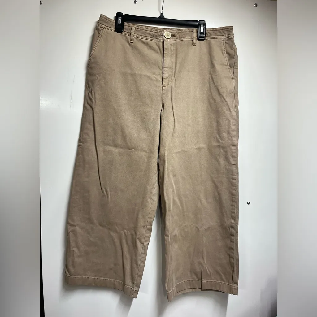 Jill Women's Cotton Canvas Crop Pants Wide Leg Light Brown Sugar Casual size 14 Tan - Image 4