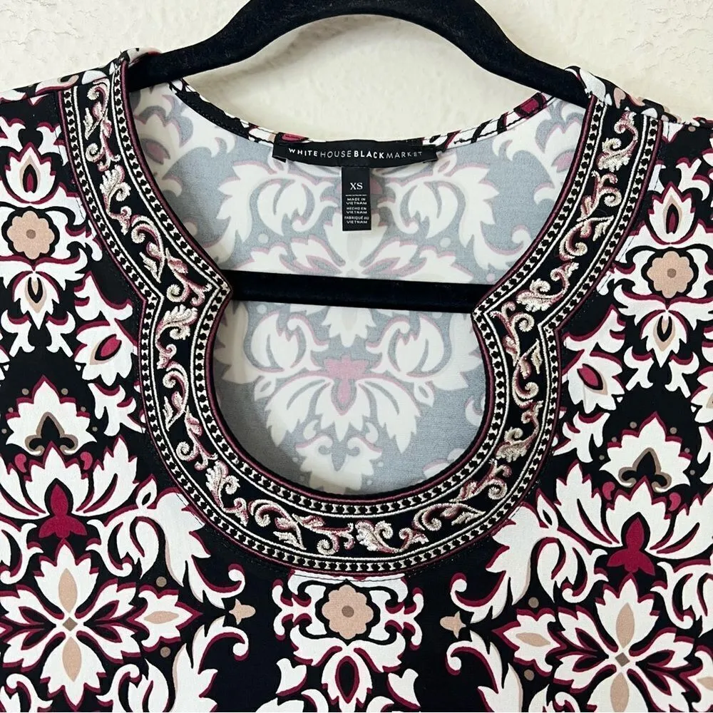 White House Black Market 3/4-Sleeve Matte Jersey Printed Tunic Size XS - Image 6