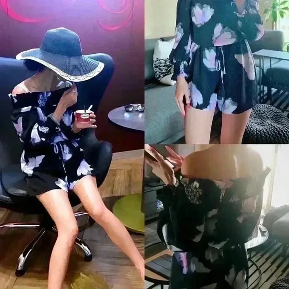 Bebe Purple Floral prints Jumpsuit - Image 2