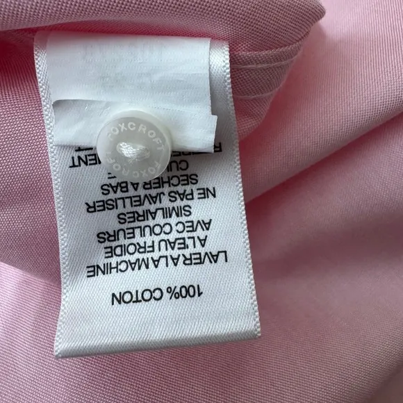 Foxcroft Taylor No Iron Pinpoint 3/4 Sleeve Shirt In Chambray‎ Pink Size 16 NWT - Image 4