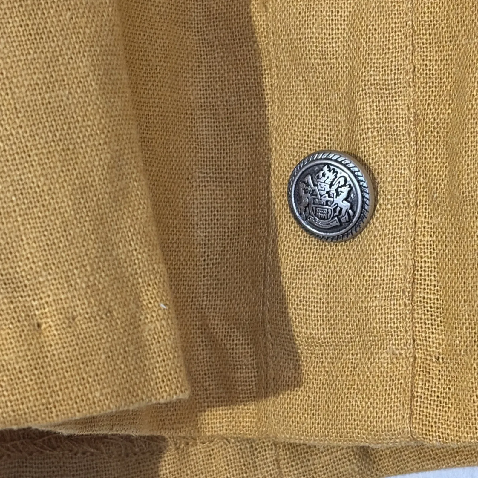 XXI Mustard Yellow Linen Blend Aline Tie Waist Button Mini Skirt Womens‎ Small - Image 4