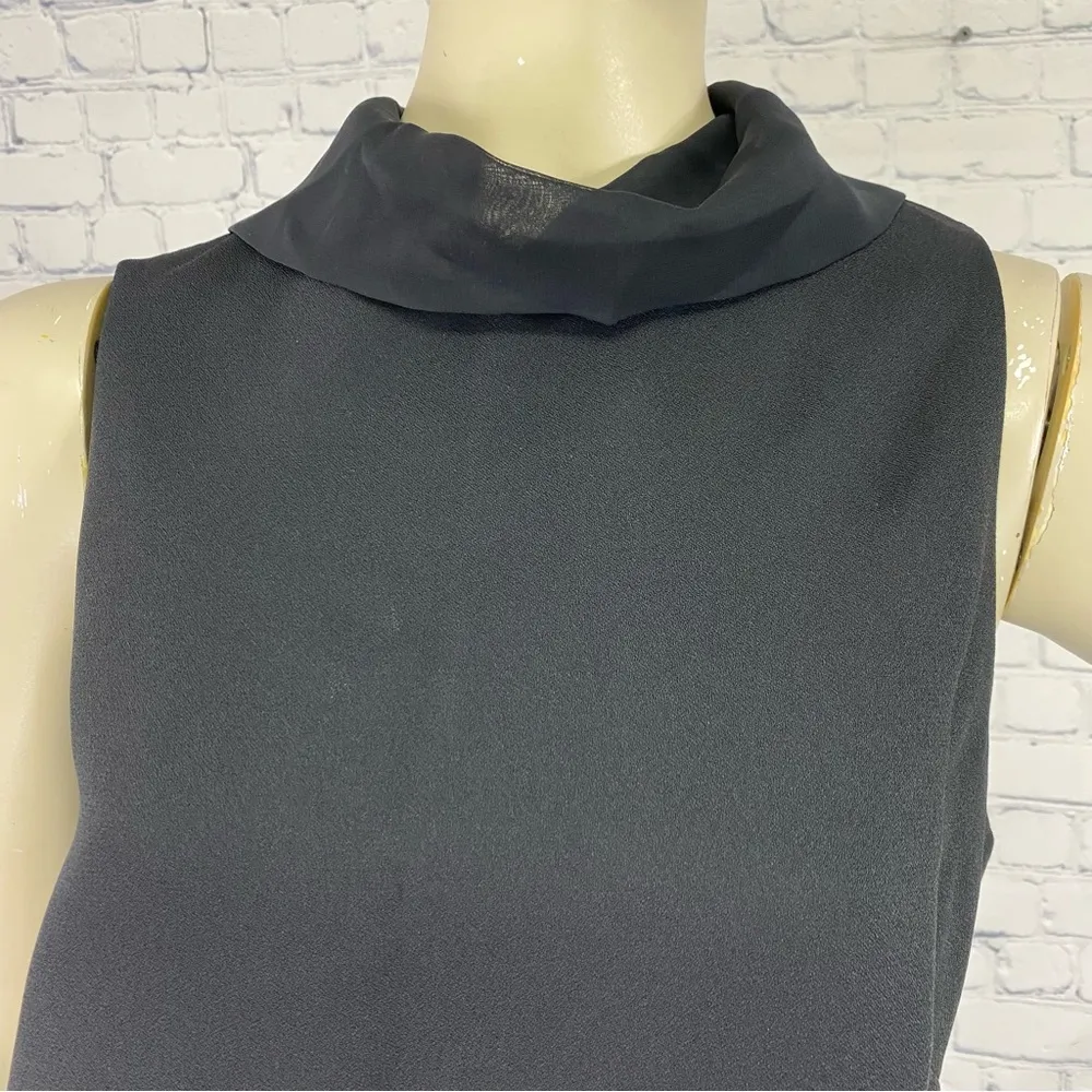 Vintage 80s Shawl Collar Beaded Fringe Cocktail Party Shift Dress M Sleeveless Size M - Image 4