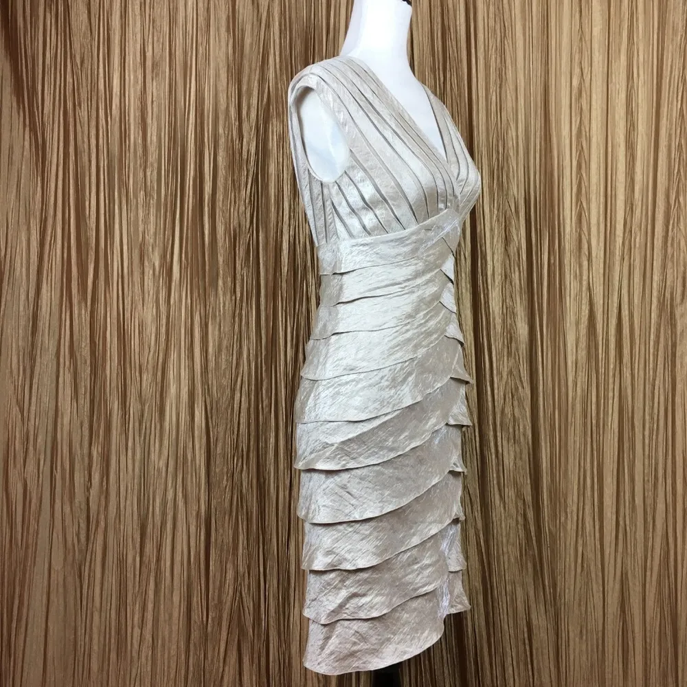 Cache Formal Shimmery Beige Dress Size 2 - Image 3