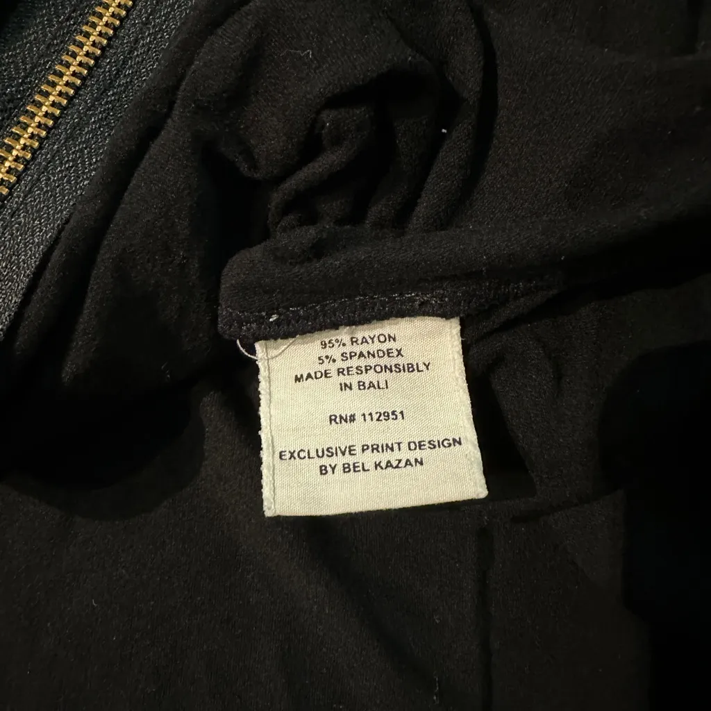 Anthropologie Bel Kazan Gold & Black‎ Dress Pockets Stretch Jersey Knit SZ S Zip - Image 7