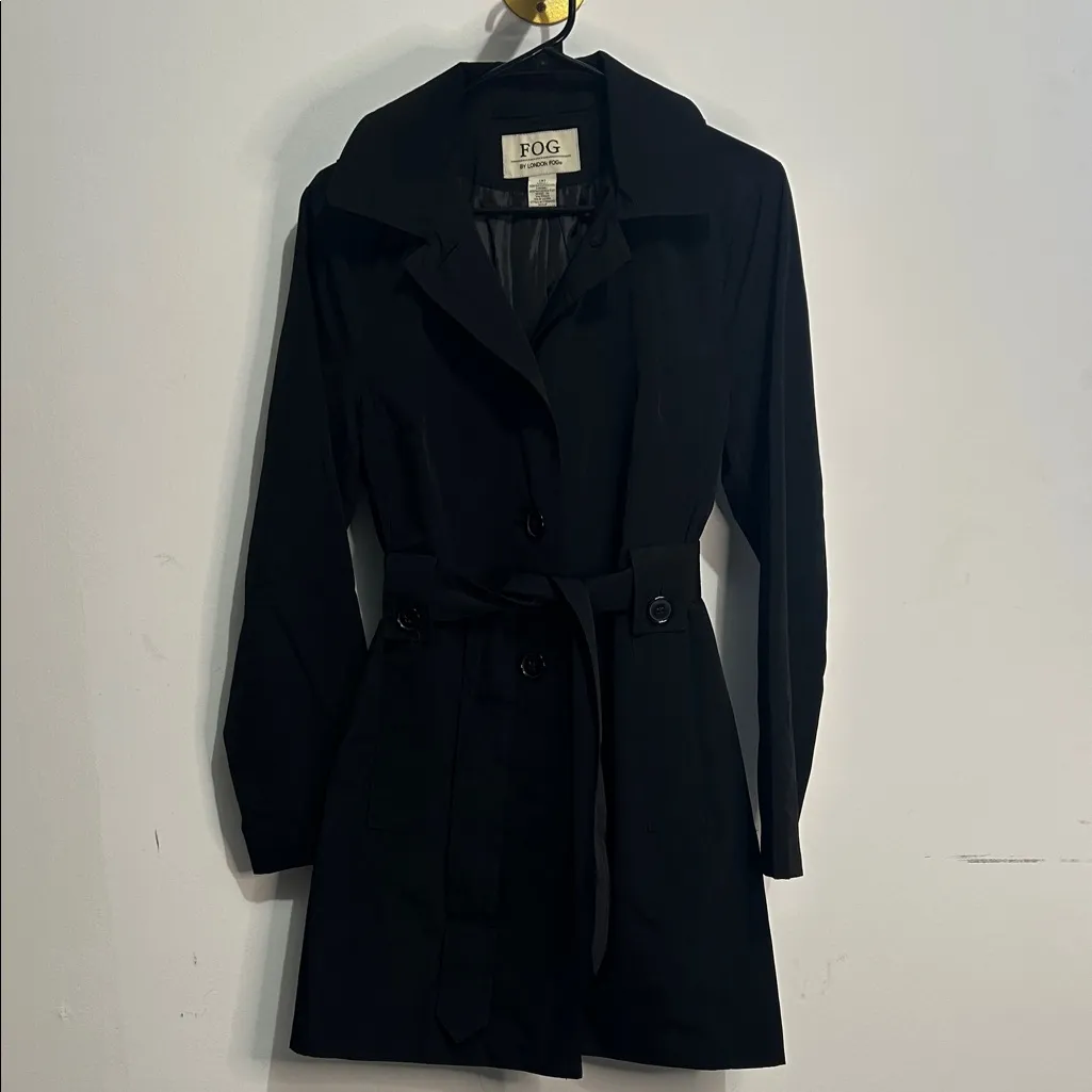 London Fog Women's Black Trench Coat with Hood Women’s Size Small - Image 2