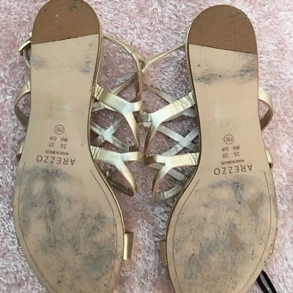 Arezzo Gold metallic Caged strappy sandals Gold Size 6 - Image 4