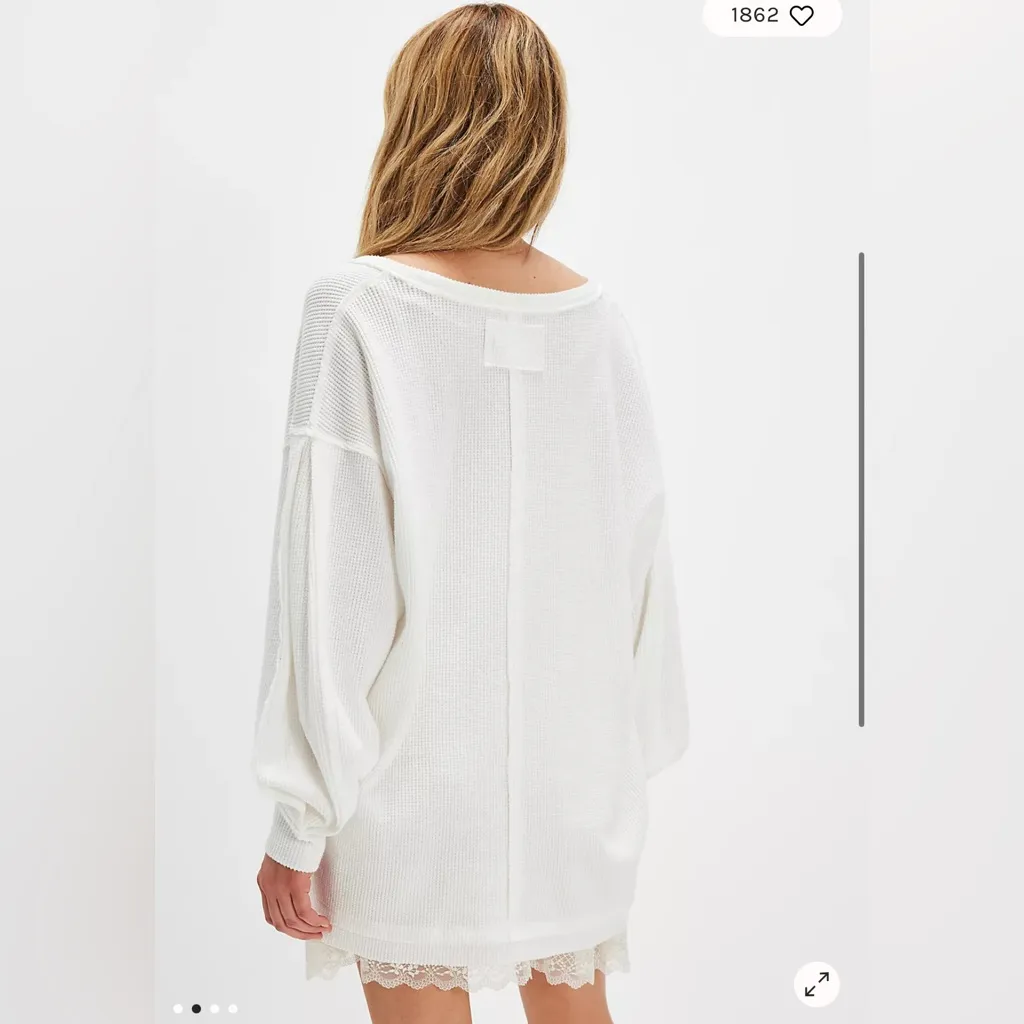 NWT Free People ivory waffle-knit long-sleeve shirt Coast 2 Coast Thermal size S - Image 2