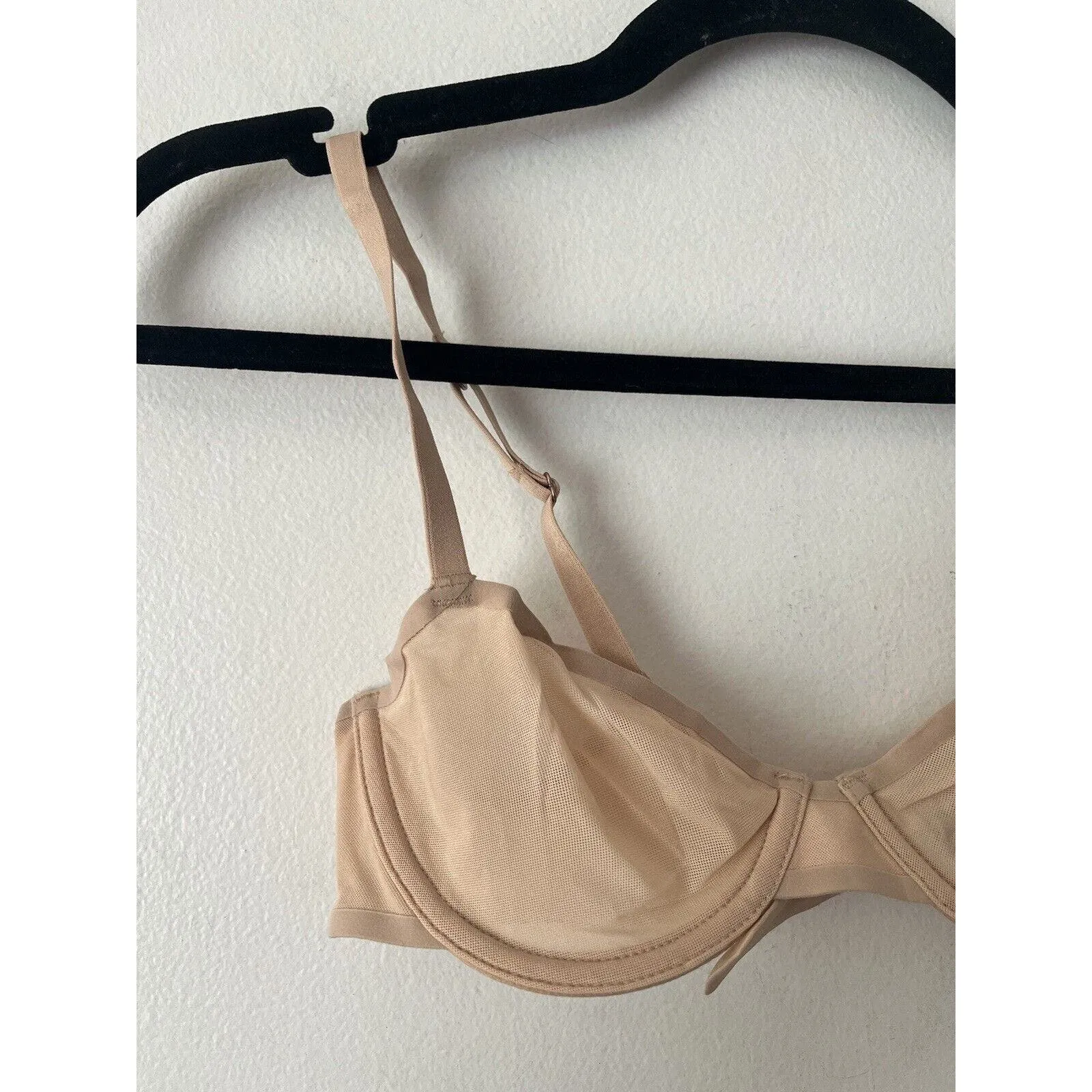 NWT Aerie Smoothez Nude Microfiber Mesh Unlined Underwire Balconette Bra Sz 34C - Image 3