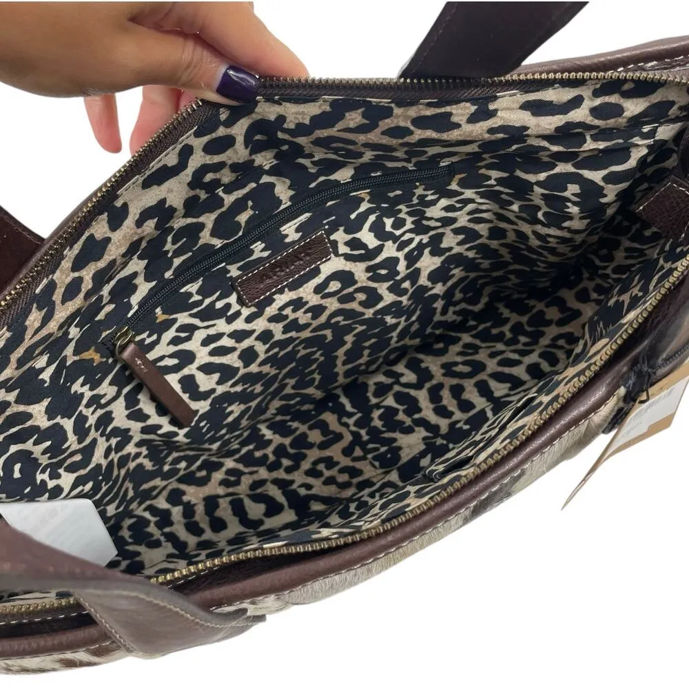 Ariat Savannah Calf Hair Patchwork Large Leather Tote Bag Brown - Image 8