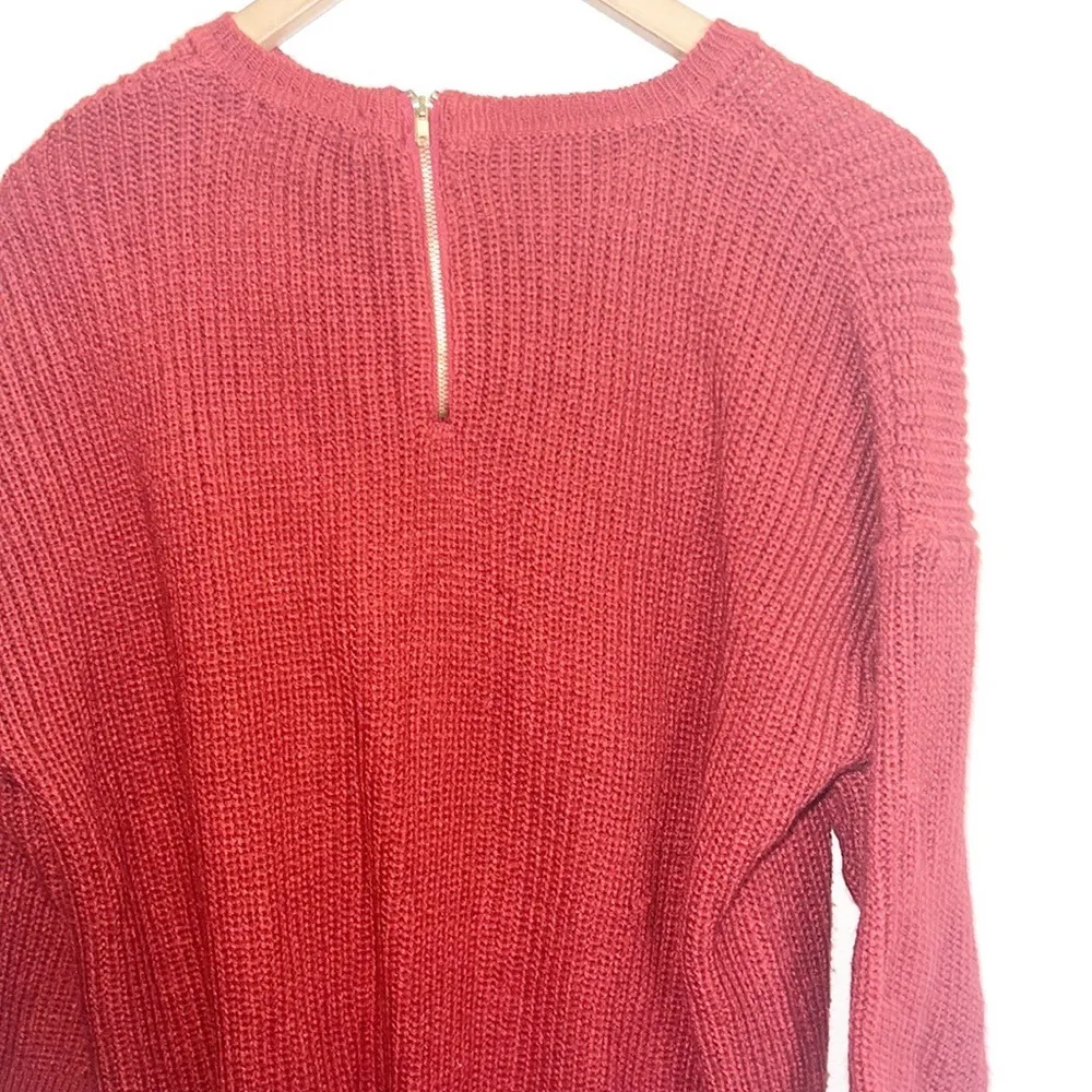 Cable & Gauge Burnt Orange / Red Chunky 3/4 Acrylic Sweater - Image 8