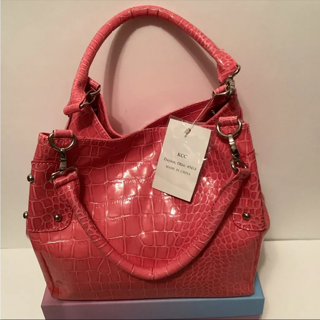 NEW KCC Elegant Pink Embossed Shoulder Bag - Image 3