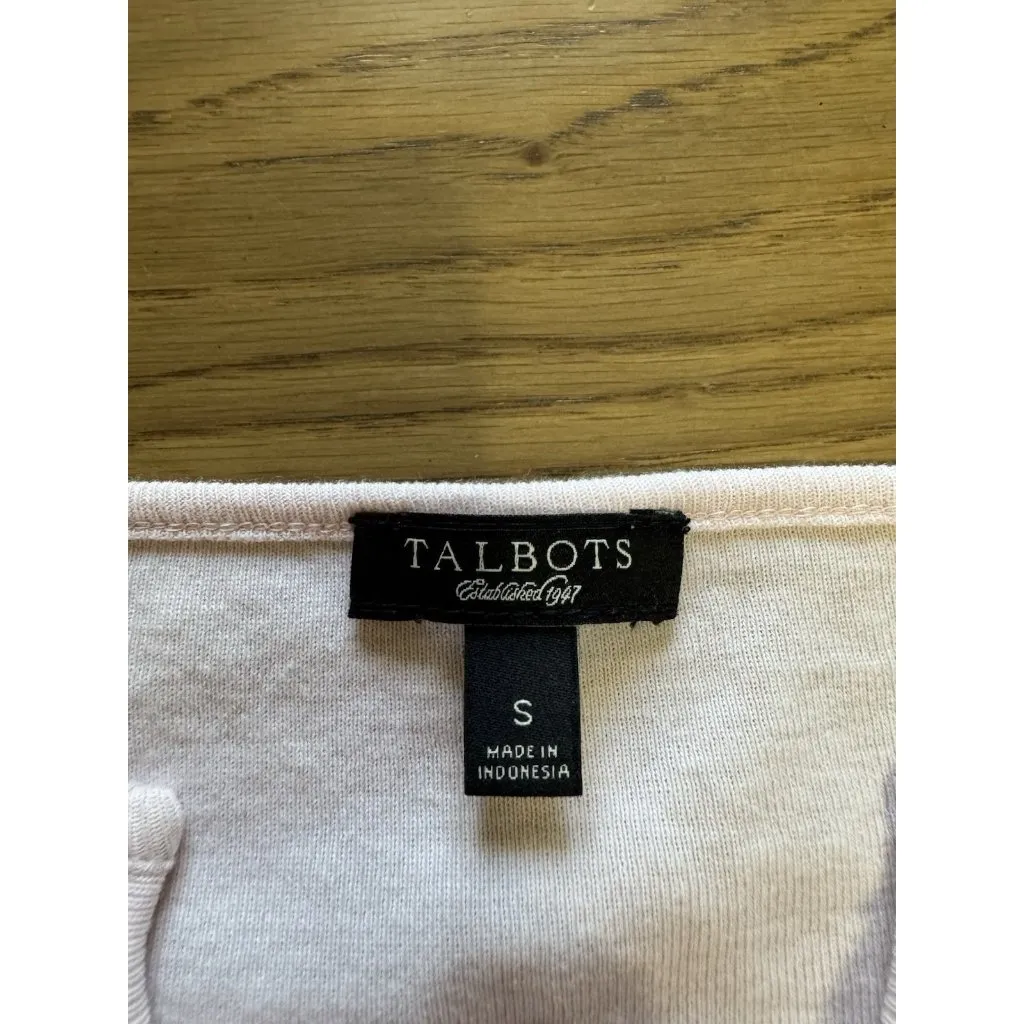 Talbots Women Size‎ Small 3/4 Sleeve Top Ruffle V- Neck Pink Cotton Lightweight - Image 3