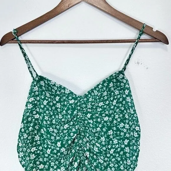 Lulu's Size Medium Mini Dress‎ Walk the Walk Green Floral Print Ruched Bodycon - Image 2