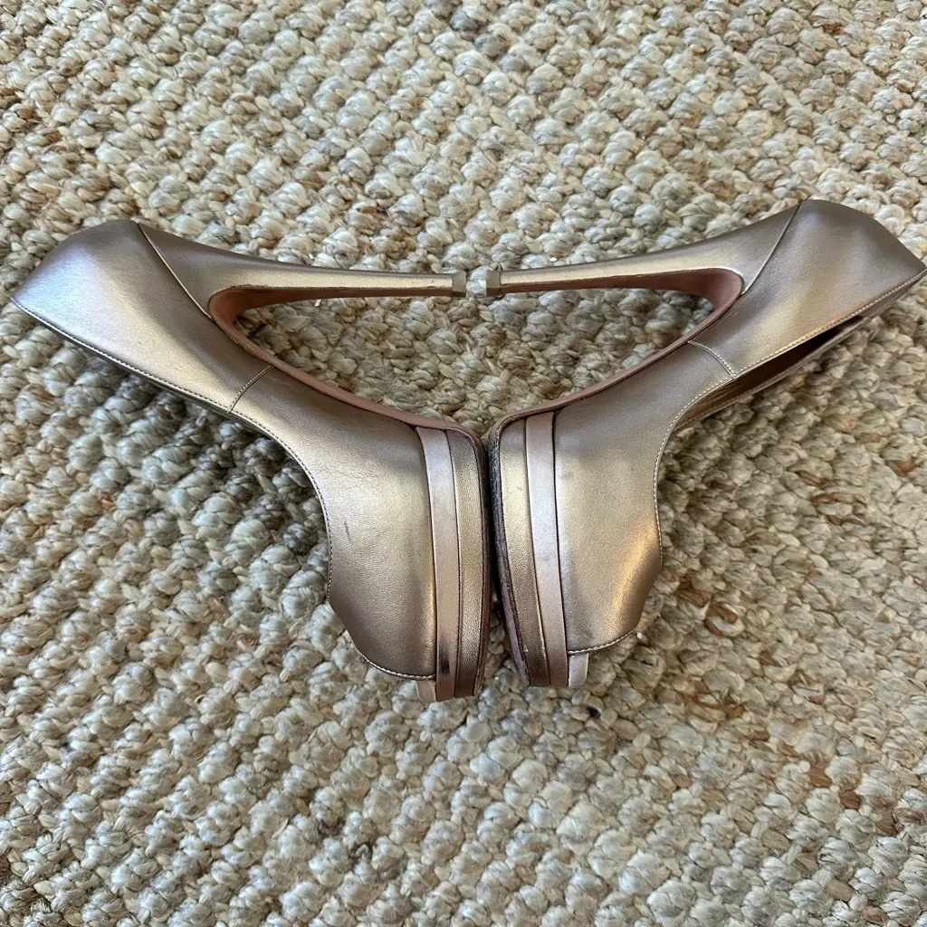 Casadei Metallic Bronze Peep Toe TRIPLE ACTION PUMP SIZE 8 - Image 3