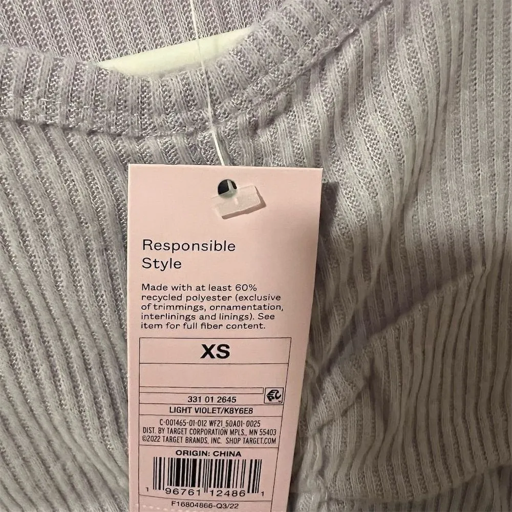 Wild Fable Women's XS‎ Purple Lace-Up V-Neck Long Sleeve Knit Top NWT - Image 6