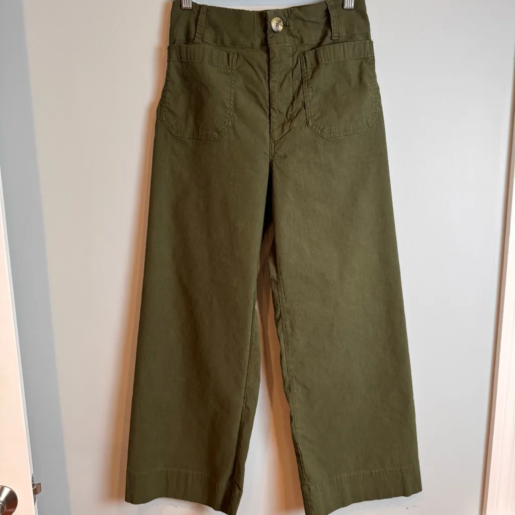 Anthropologie Maeve Colette Wide Leg High Rise Pants Green - Image 3