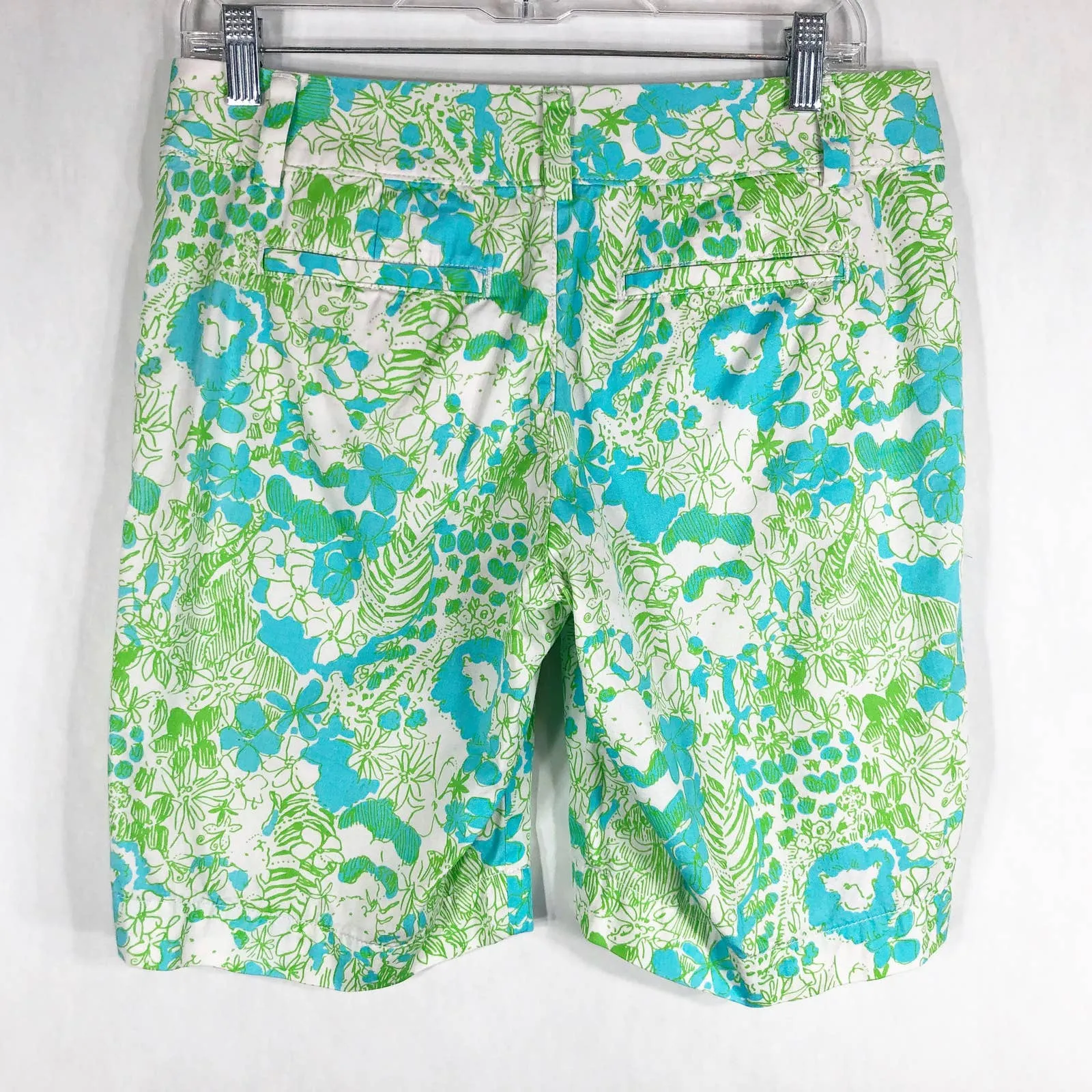 Lilly Pulitzer Size 4 Shorts Green Blue Lions Cotton The Chipper‎ Short 1448 - Image 6