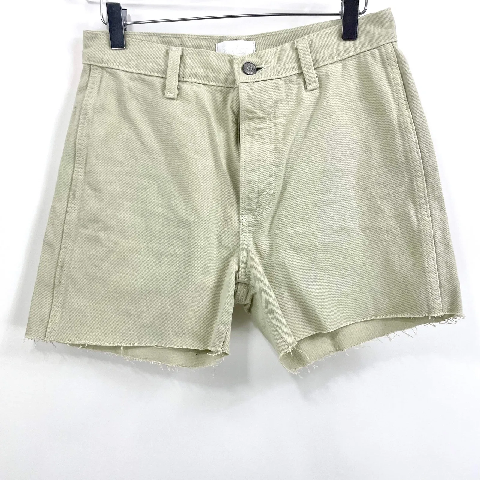 BOYISH JEANS Kirby Cream Cotton Cut Off Raw Hem High Rise Denim Shorts Size 26 - Image 2